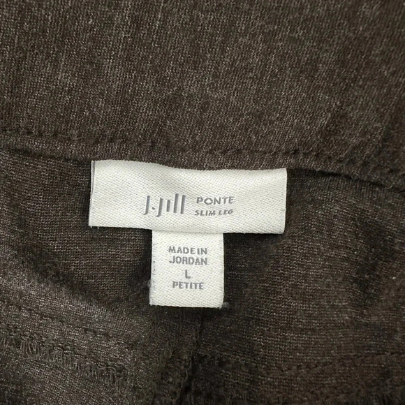 J. Jill Ponte Sz LP Brown Slim Leg Pull-On Ankle Pants Back Pockets - Picture 7 of 13